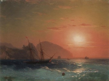 アユ・ダグ・クリミア海景ボートの眺め イワン・アイヴァゾフスキー Oil Paintings